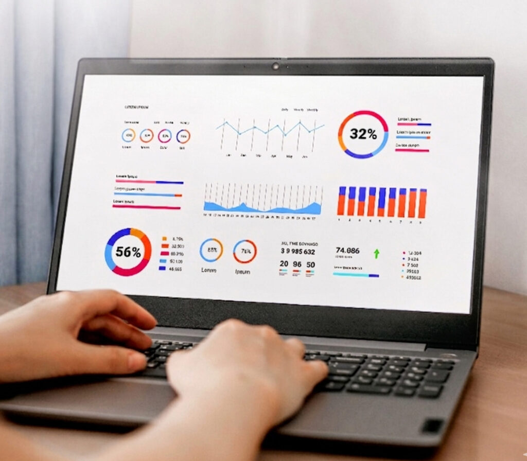 woman-working-laptop-remotely-with-analytics-statistician-business-research-data-economy-statist